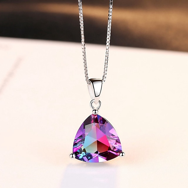 Necklace Multicolor Synthetic Diamond Blue Copper Women's Simple Sweet Classic Luminous Wedding Geometric Necklace For Wedding Party