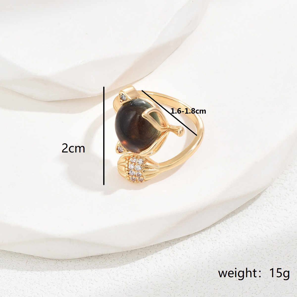Elegant Cute Modern Style Animal Stainless Steel Inlay Artificial Gemstones  Copper Plated Rings