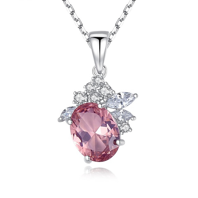 Necklace Clear Morganite Blue Copper Women's Simple Sweet Classic Luminous Wedding Geometric Necklace For Wedding Party