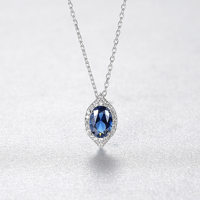Necklace Clear Synthetic Diamond Blue Copper Women's Fashion Elegant Classic Luminous Wedding Geometric Necklace For Wedding Engagement
