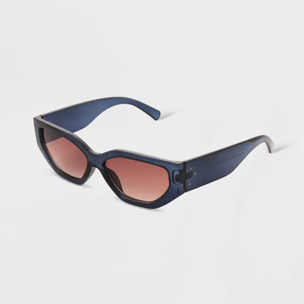 Women's Shiny Plastic Rectangle Sunglasses