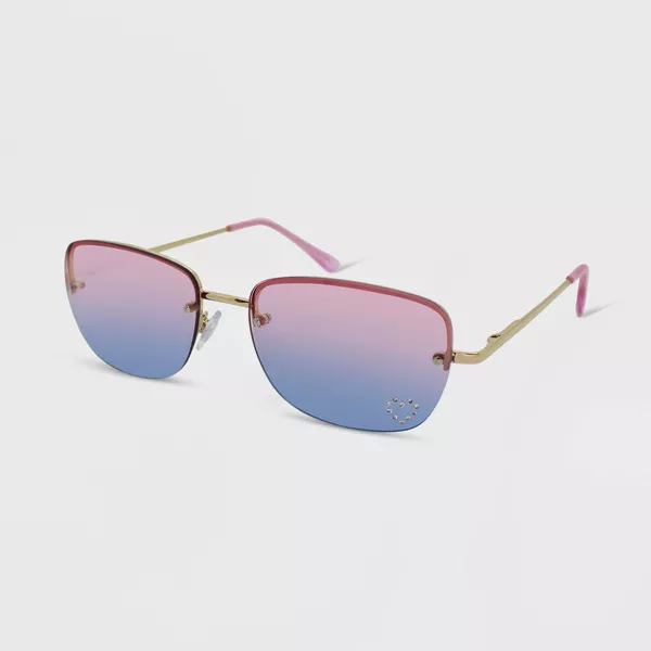 Women's Rhinestone Rimless Rectangle Sunglasses