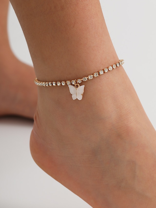 Ankle Bracelet Stylish Simple Elegant Women's Body Jewelry For Party Evening Gift Retro Alloy Heart White 1pcs